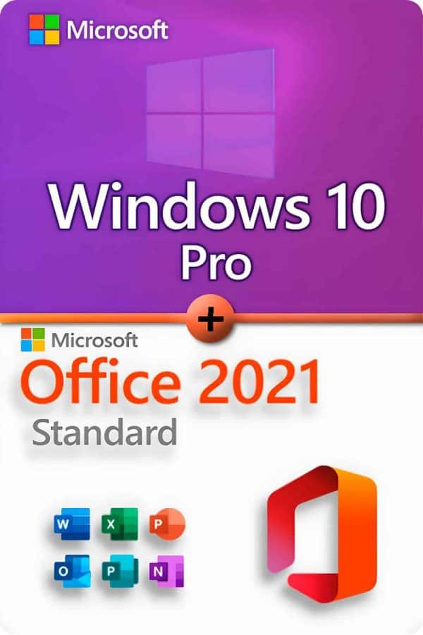 Microsoft Windows 10 Professional + Microsoft Office 2021 Standard Lisens for 3 PC-er