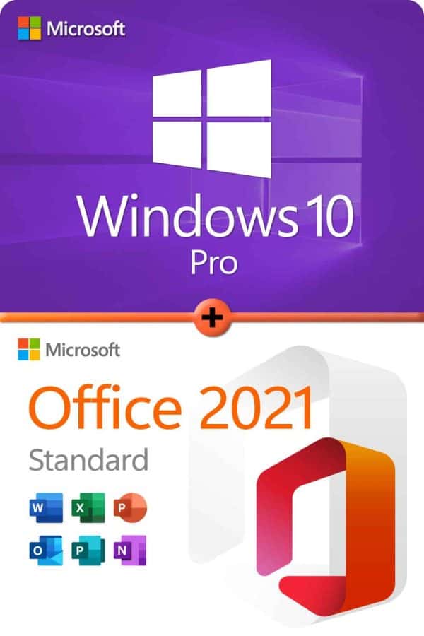 Microsoft Windows 10 Professional + Microsoft Office 2021 Standard Lisens for 3 PC-er