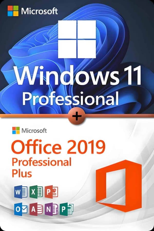 Microsoft Windows 11 Professional + Microsoft Office 2019 Professional Plus Lisens for 3 PC-er