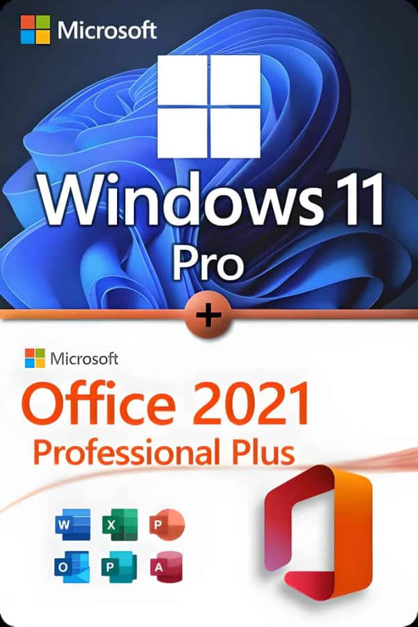 Microsoft Windows 11 Professional + Microsoft Office 2021 Professional Plus LICENSE FOR 3 DEVICES