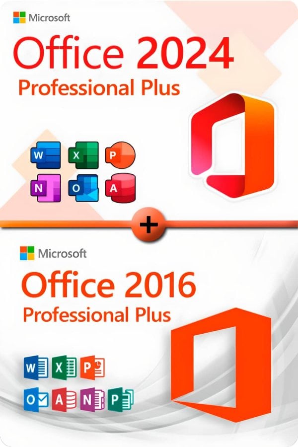 Microsoft Office 2024 Professional Plus + Microsoft Office 2016 Professional Plus Lisens for 3 PC-er
