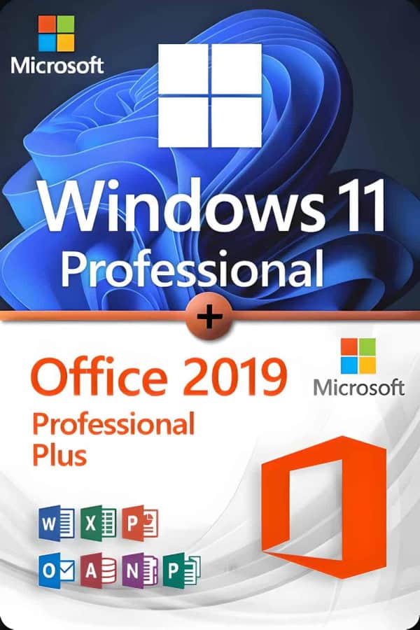 Microsoft Windows 11 Professional + Microsoft Office 2019 Professional Plus LICENSE FOR 3 DEVICES
