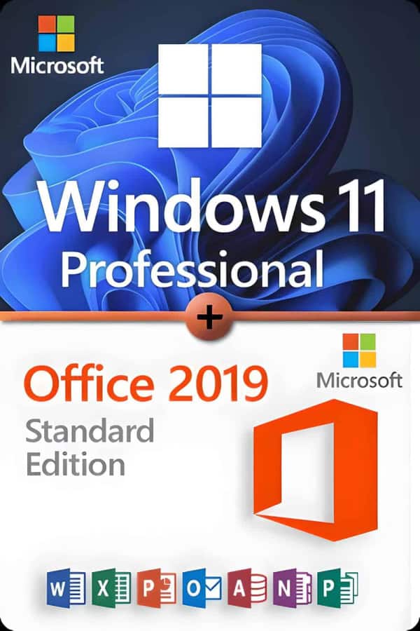 Microsoft Windows 11 Professional + Microsoft Office 2019 Standard LICENSE FOR 3 DEVICES