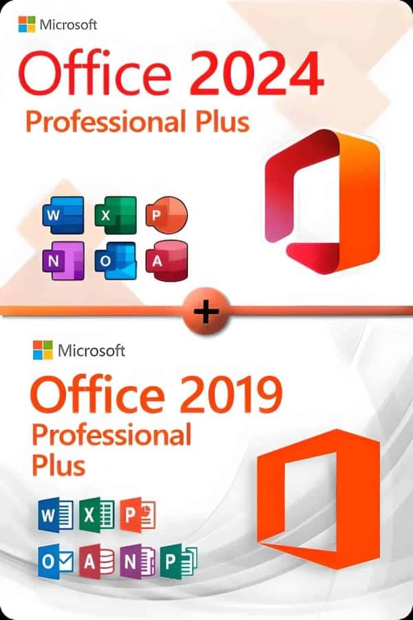 Microsoft Office 2024 Professional Plus + Microsoft Office 2019 Professional Plus Lisens for 3 PC-er
