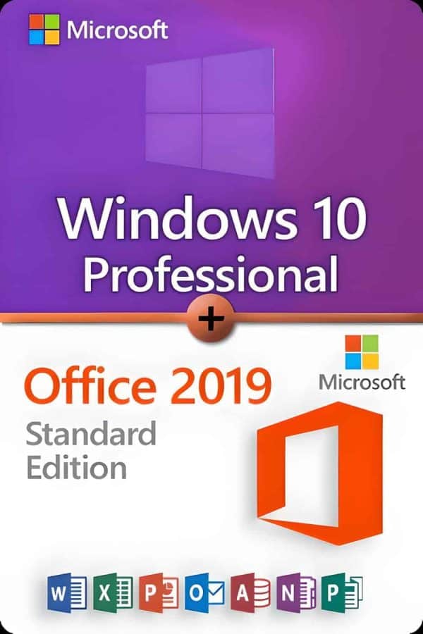 Microsoft Windows 10 Professional + Microsoft Office 2019 Standard Lisens for 3 PC-er