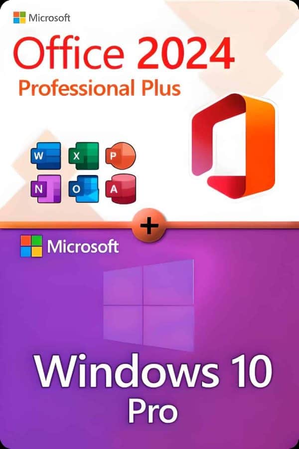 Microsoft Office 2024 Professional Plus + Microsoft Windows 10 Professional Lisens for 3 PC-er