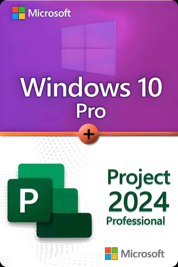 Microsoft Windows 10 Professional + Microsoft Project 2024 Professional Lisens for 3 PC-er