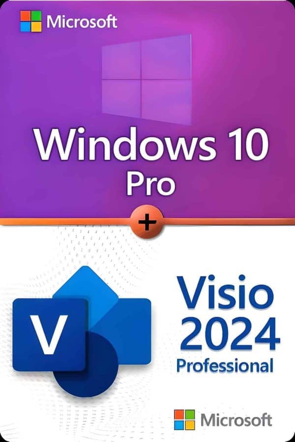 Microsoft Windows 10 Professional + Microsoft Visio 2024 Professional Lisens for 3 PC-er