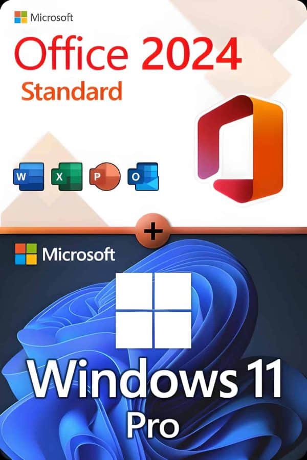 Microsoft Office 2024 Standard + Microsoft Windows 11 Professional Lisens for 3 PC-er