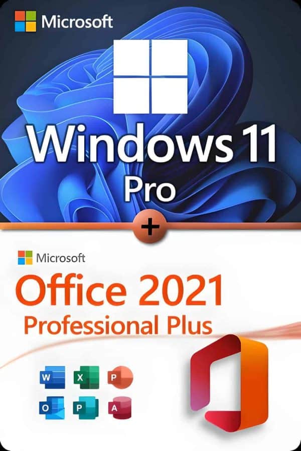 Microsoft Windows 11 Professional + Microsoft Office 2021 Professional Plus Lisens for 3 PC-er