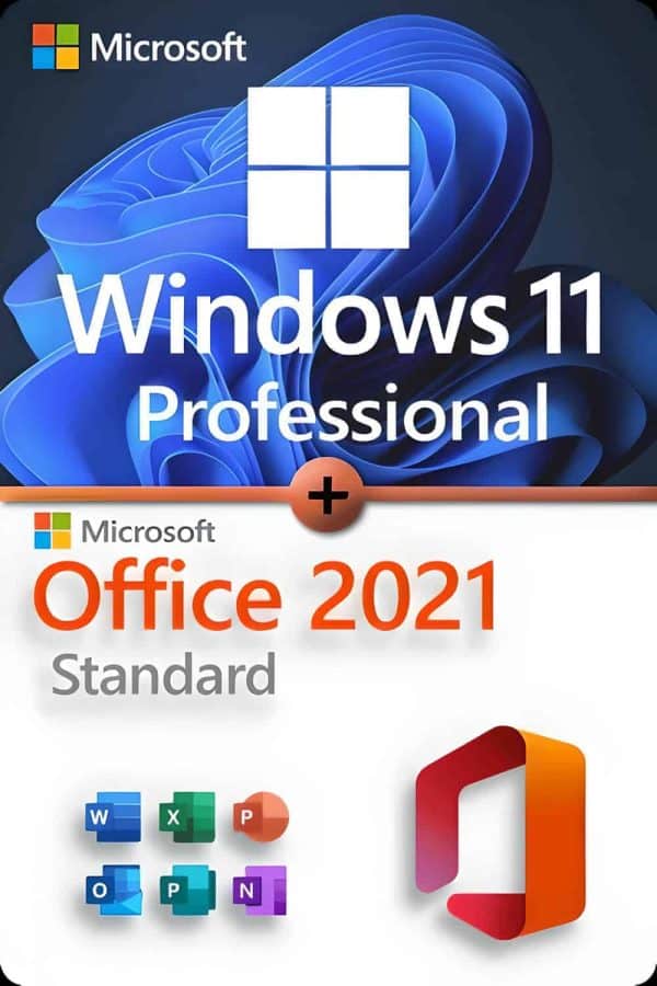 Microsoft Windows 11 Professional + Microsoft Office 2021 Standard Lisens for 3 PC-er
