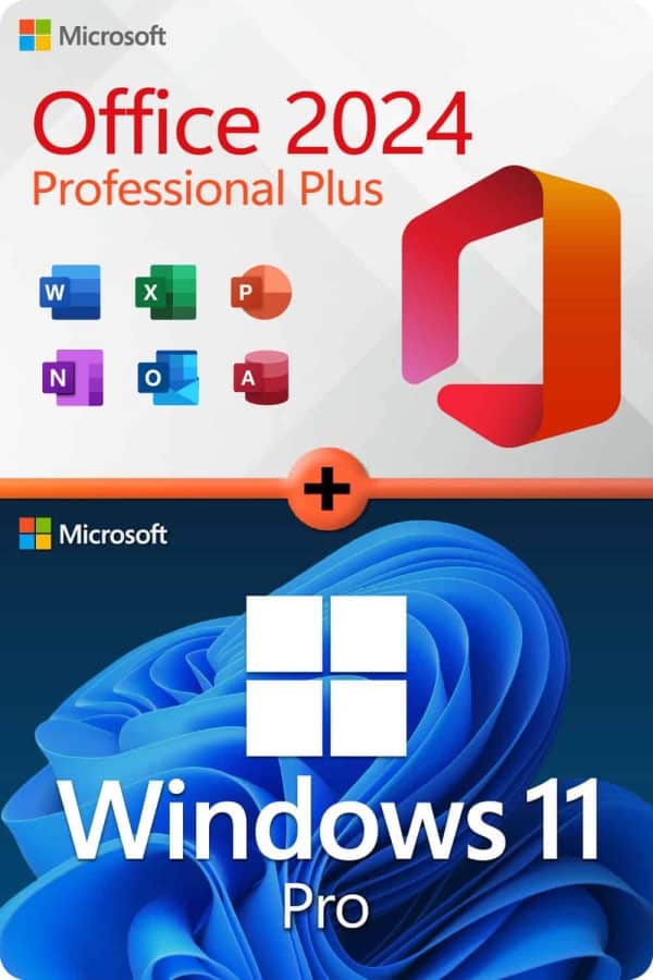 Microsoft Office 2024 Professional Plus + Microsoft Windows 11 Professional Lisens for 3 PC-er