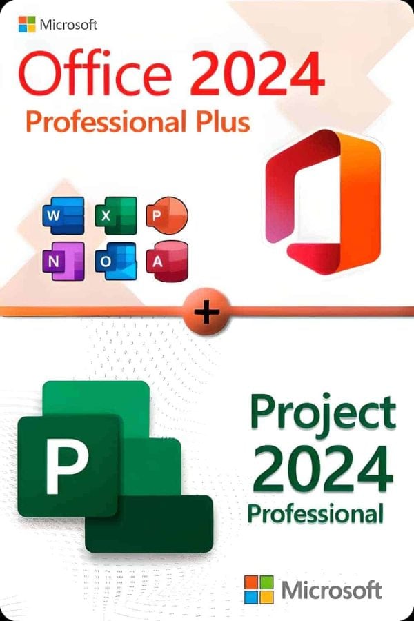 Microsoft Office 2024 Professional Plus + Microsoft Project 2024 Professional Lisens for 3 PC-er