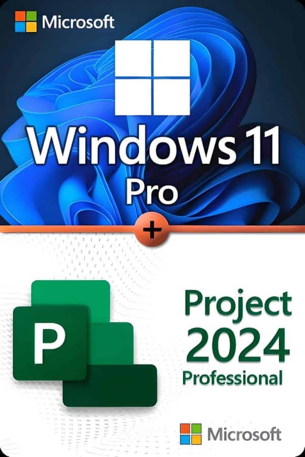 Microsoft Windows 11 Professional + Microsoft Project 2024 Professional Lisens for 3 PC-er