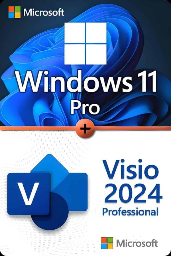 Microsoft Windows 11 Professional + Microsoft Visio 2024 Professional Lisens for 3 PC-er