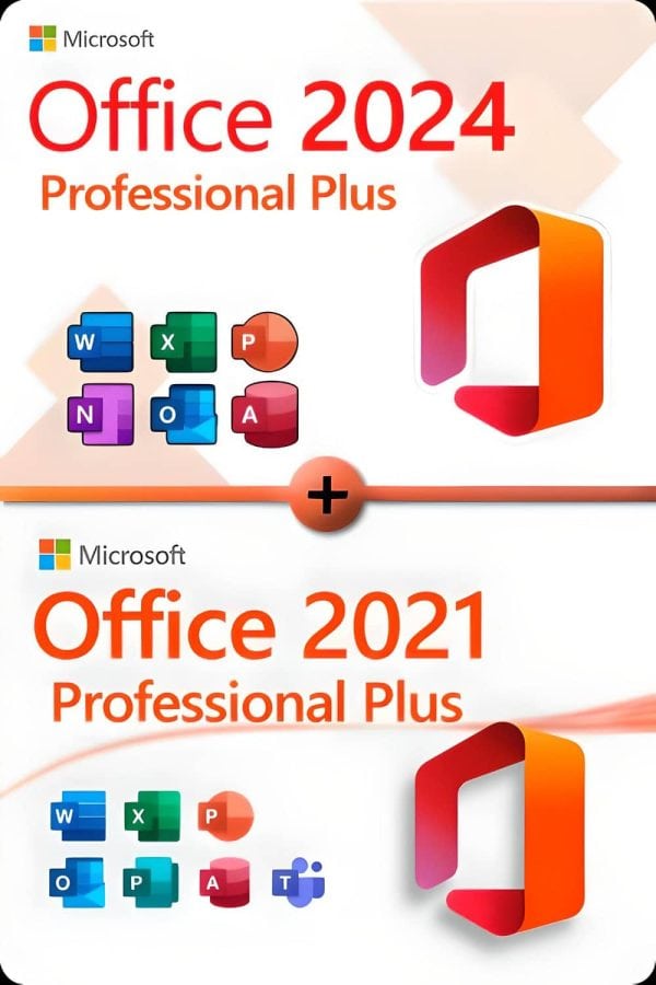 Microsoft Office 2024 Professional Plus + Microsoft Office 2021 Professional Plus Lisens for 3 PC-er