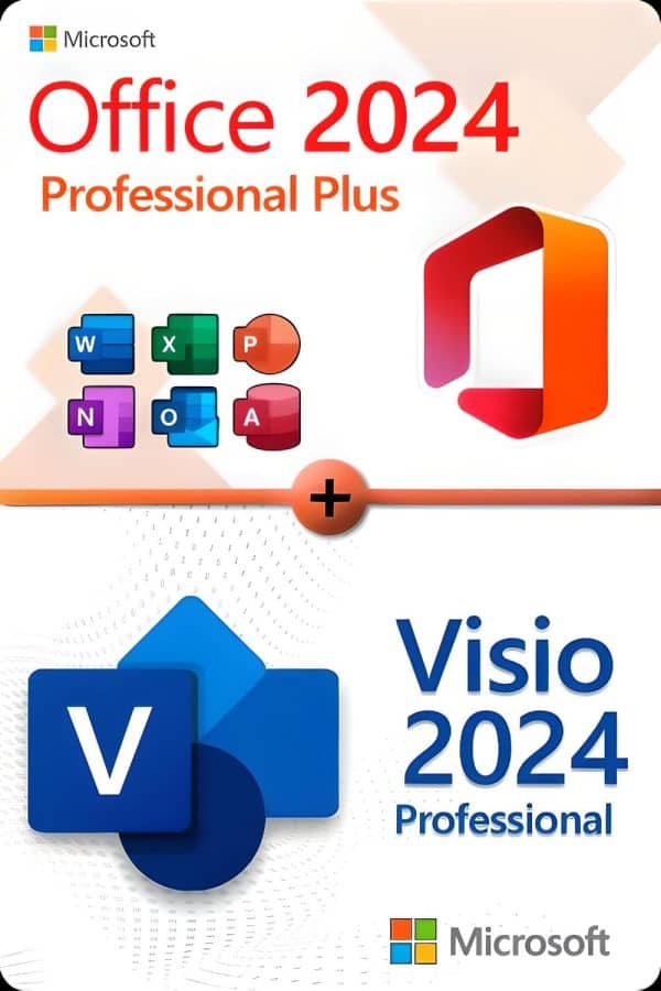 Microsoft Office 2024 Professional Plus + Microsoft Visio 2024 Professional Lisens for 3 PC-er